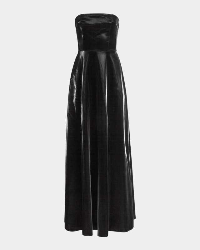 Strapless A-Line Patent Vinyl Gown